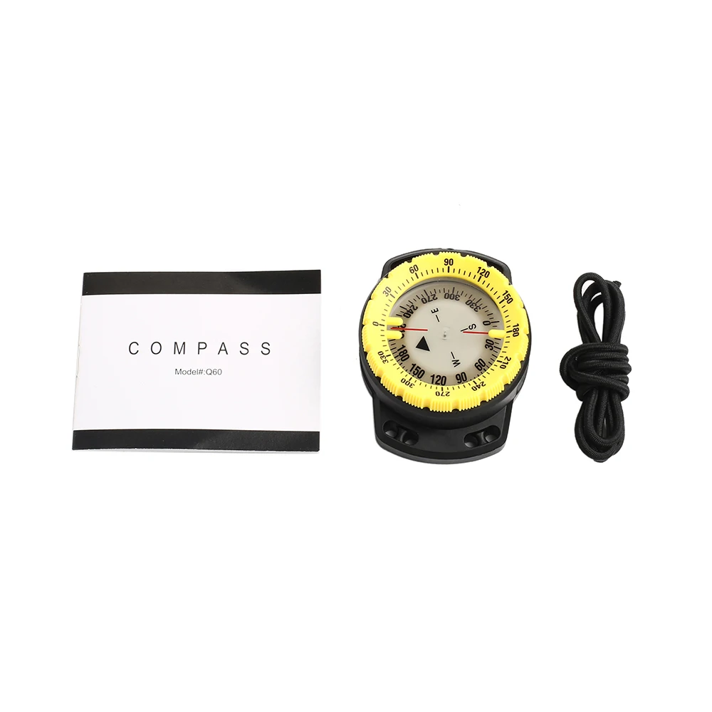 Mini Waterproof Digital Compass for Diving Wrist Survival Emergency Guide Bungee Cord Shockproof Glowing Dark Hike Travel Camp