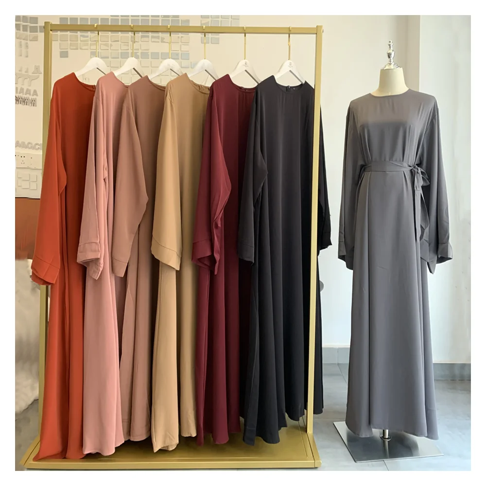 Dubai Solid Color Modest Cheap Nida Fabric Used Abaya Bale Islamic Clothing Black Abaya for Girl Women Muslim Dresses
