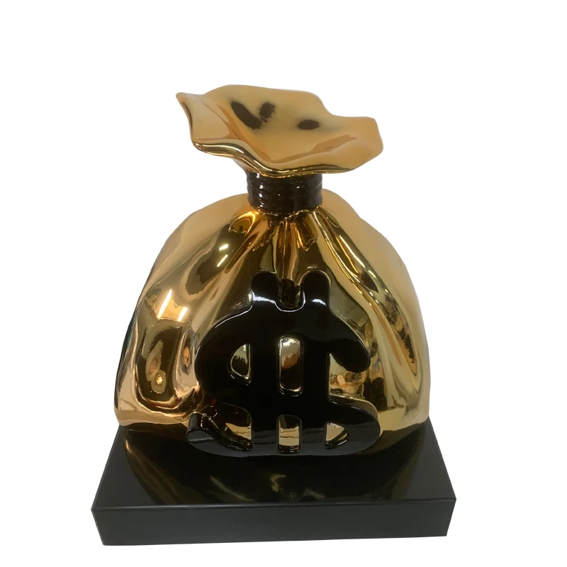 New arrivals Creative Popular Resin Indoor Home Decor Sculpture Resin Dollar Money Bag Sculpture for Home Decor