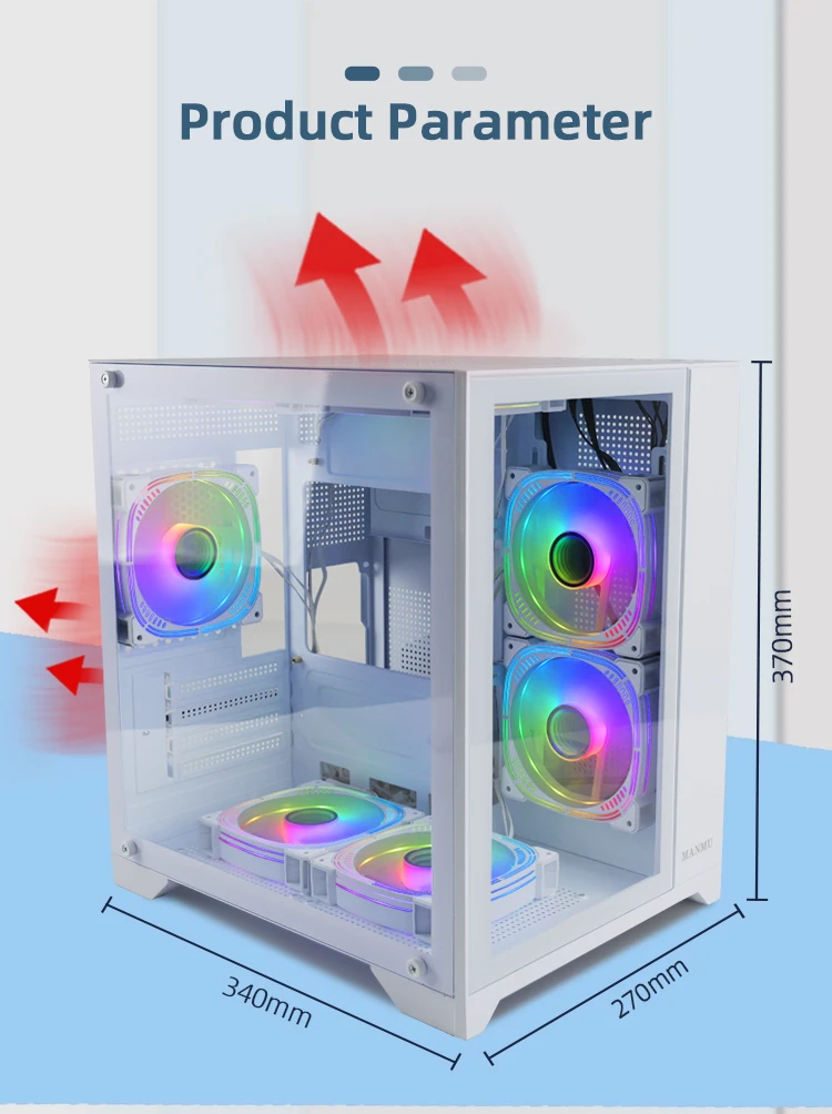 Choiyan Newest Gaming PC Case Aluminum ATX/M-ATX/ITX Desktop Computer Cases with Fan Cooler Audio Front Port and USB 3.0