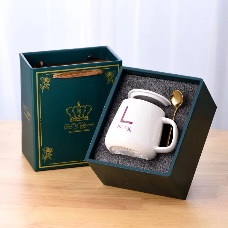Brand new design 400ml Gift Box Smart Thermal Insulation Temperature Control Multicolor Ceramic Coffee Mug Gift Box Set