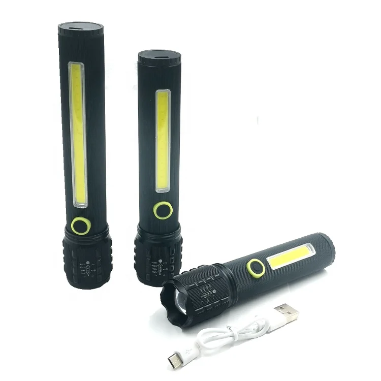3 Modes Portable High Power USB Rechargeable Cob Led Torch Super Bright Work Flashlight Light