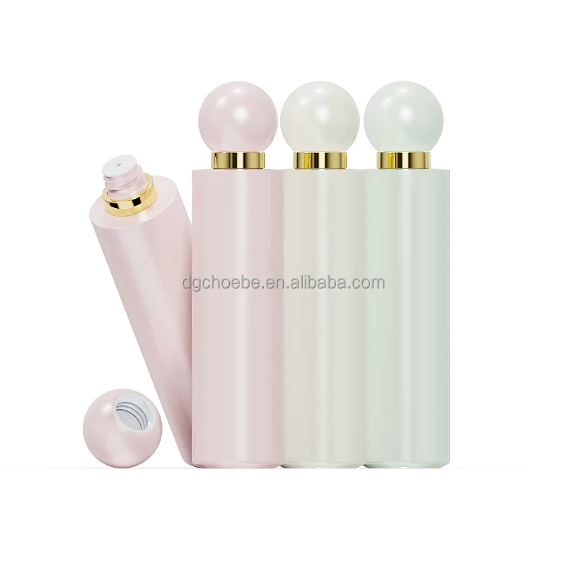Custom brand cosmetic package 200ml round ball cap luxury lotion emulsion or liquid packaging plastic skincare bottle