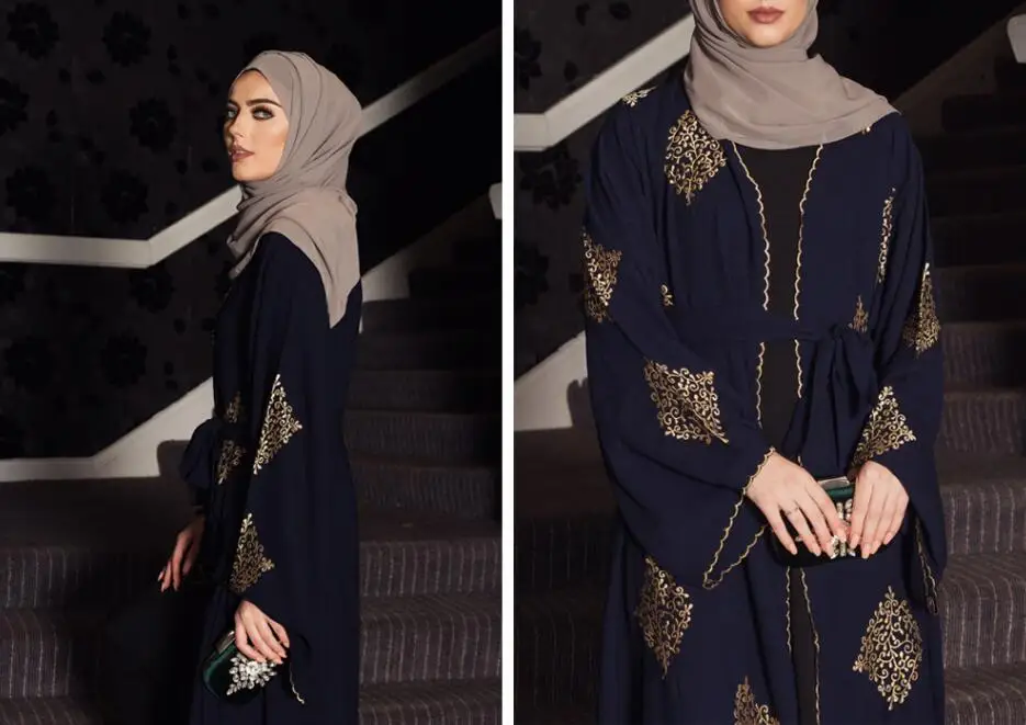 1799#Latest modest fashion advanced elegant embroidery design cardigan islamic clothing hijab kaftan women abaya