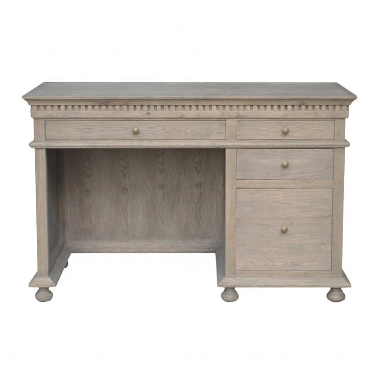 European Antique American Vintage Solid Oak Wood Wooden Writing Home Office Desk Hl211