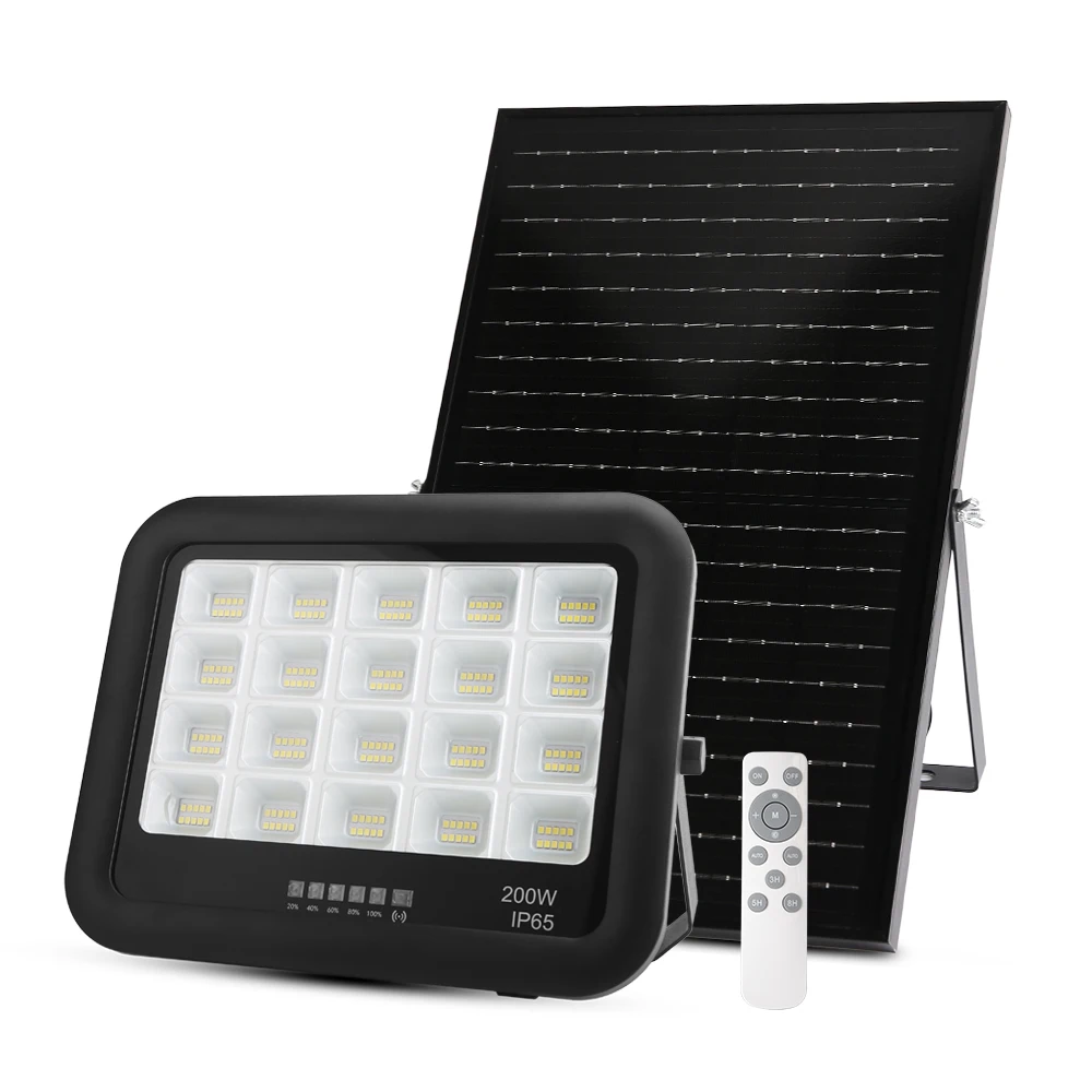 Solar Flood Lights Outdoor Reflector Solar 200 Watts 3000k-6500k Ip65 Waterproof Solar Powered Flood Lights With Remote Control
