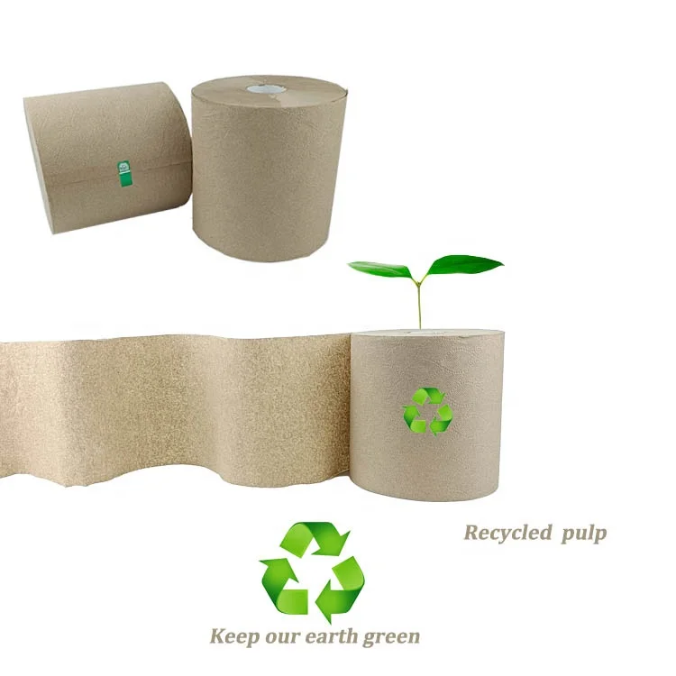 1ply Eco 350ft 500ft 600ft 800ft 1000ft переработанная крафт-коричневая натуральная белая твердая рана 8-дюймовая рулонная бумажная салфетка