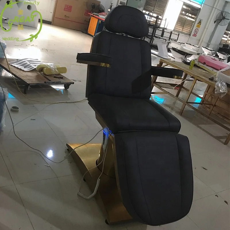 Modern Luxury Salon Massage Treatment Table Esthetician Bed Black Gold Cosmetic Electric Beauty Facial Bed With 4 Motor