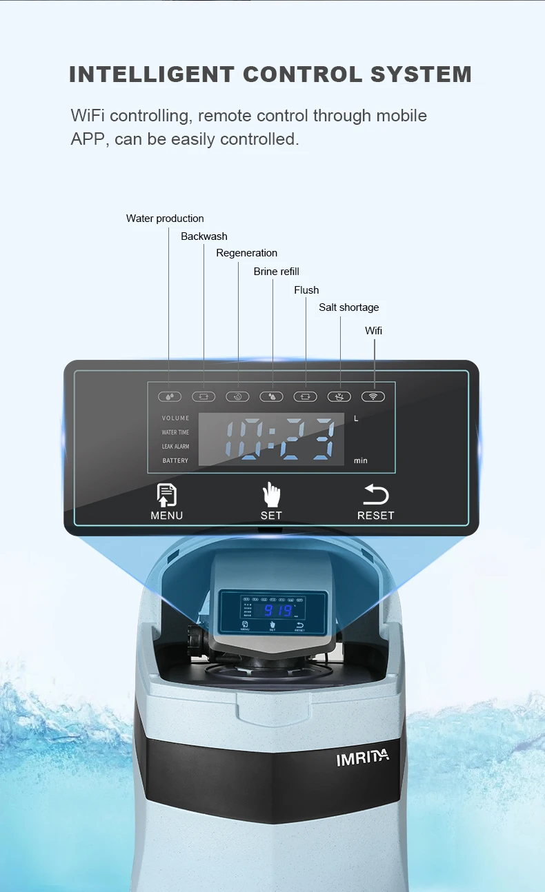 RO System Parts IMRITA Automatic 3 Tons Regeneration Water Softener Valved Unit Control Valves Smart Auto Valve of Softener