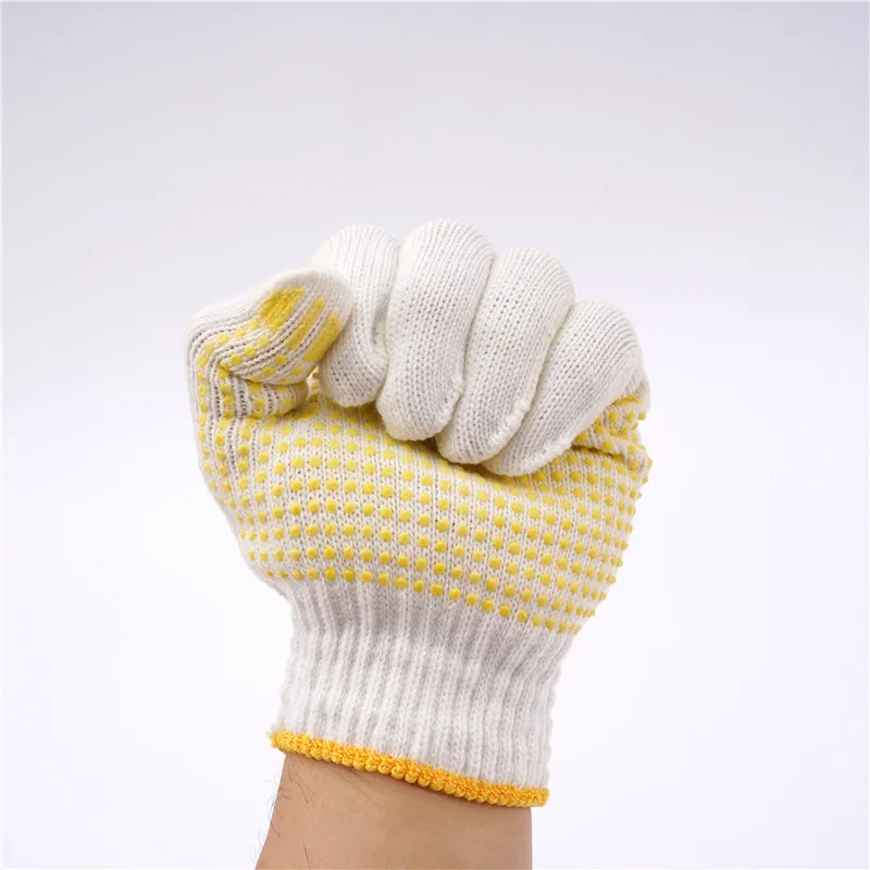 HPPE 50g 10 gauge Working Hand Cotton Glove for Protect Safety Dotted Driving Farming Gardening Anti slip Work Gloves