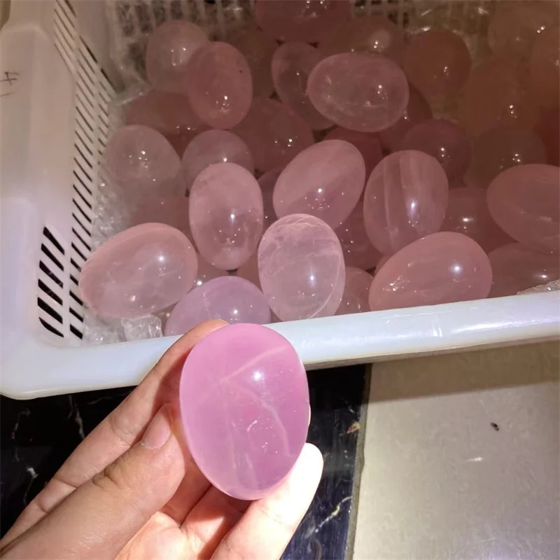 Wholesale Crystal Egg Polished Hexagram  Rose Quartz Carving Natural Star Light Rose Quartz Egg For Gift