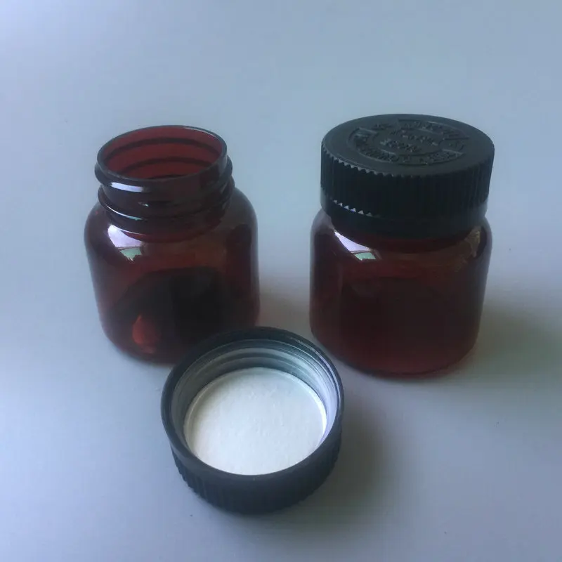 50cc amber child resistant capsule bottle PET Plastic Medicine Tablets Bottle Packaging Container with Press and Twist Cap lid