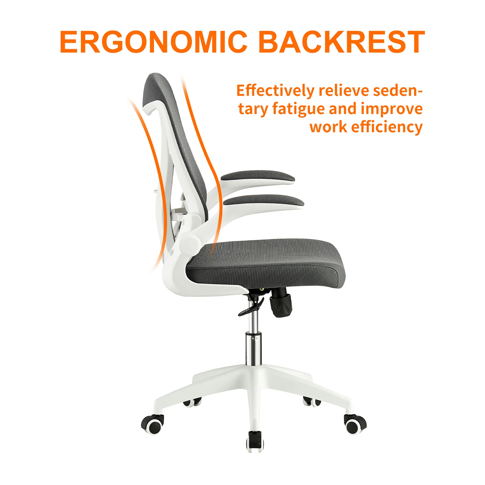 Infinite Universe Home Office Chair with Fild-up Armrest, Mesh Back and Comfortable Seat (Grey)