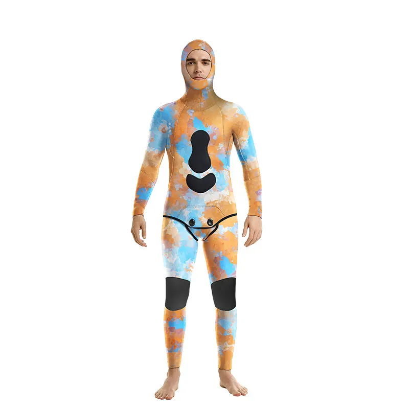 Hot Selling Long Sleeve Two Piece  Camo Free Diving Suit 3mm 5mm 7mm Spearfishing Wetsuit