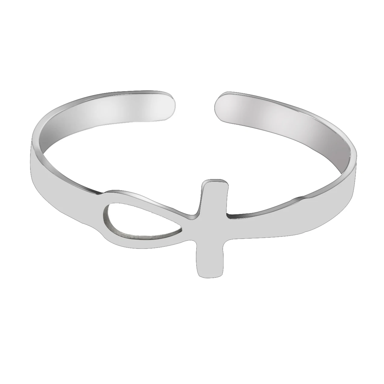 Factory promotion custom silver color stainless steel Ancient Egypt ankh cross cuff bracelet fashion jewelry bracelets for gift