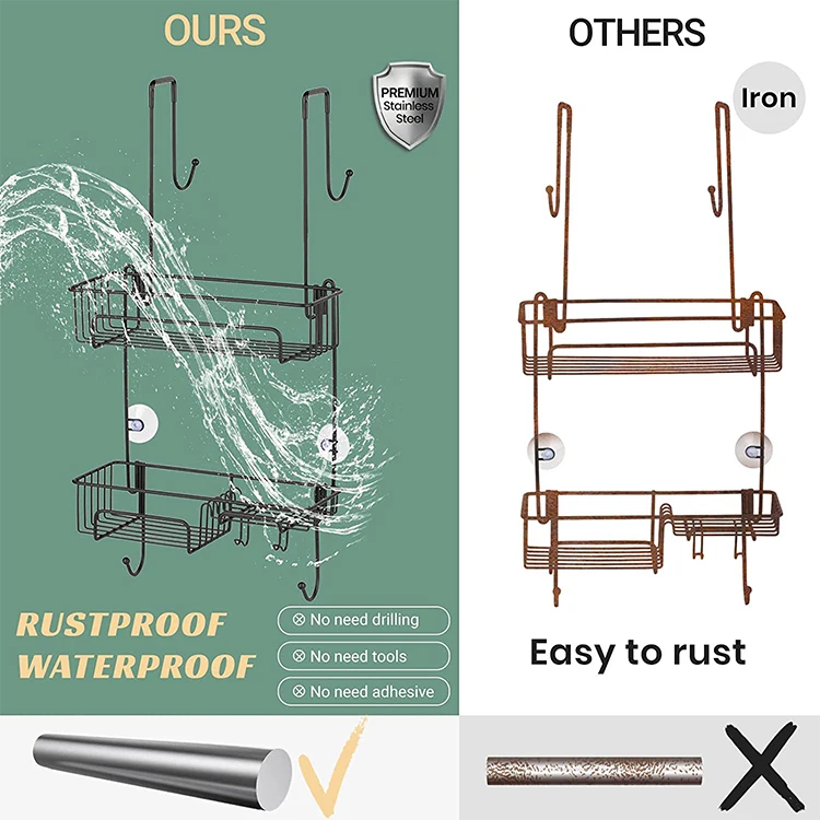 Bathroom storage rack the rack hung on the door can be used to place bath balls soap toiletries applicable to bathroom kitchen