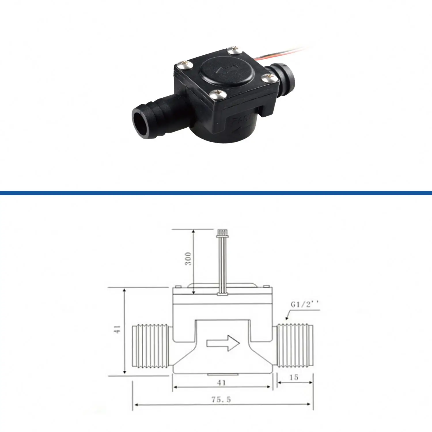 G1/2 Hall Effect Plastic Flow Meter Controller Water Flow Sensor Liquid Flow Sensor