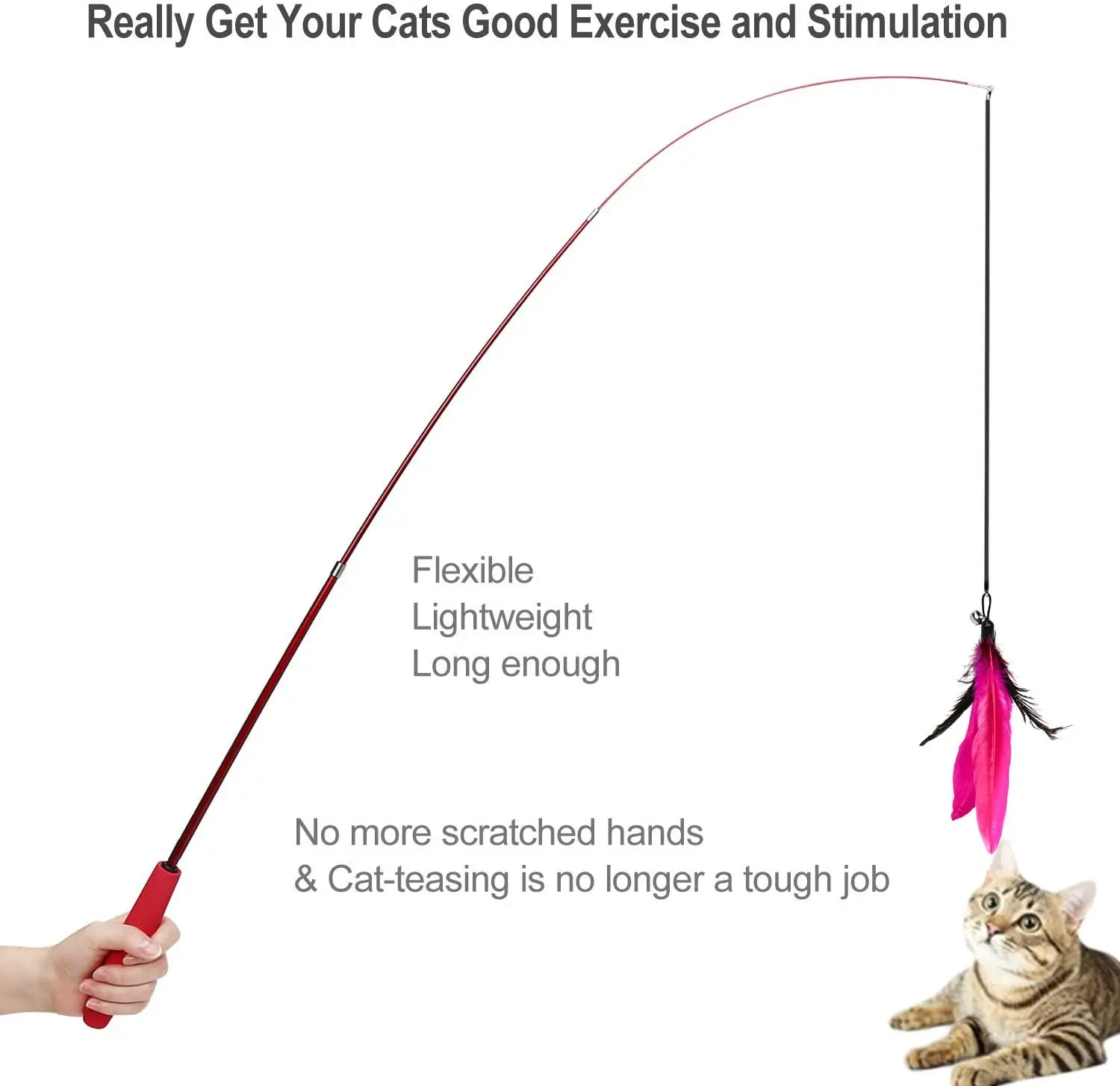 Retractable Cat Wand Toys,12 Packs Interactive Cat Feather Toy,9 Assorted Teaser Refills with Bell for Cat,Kitten