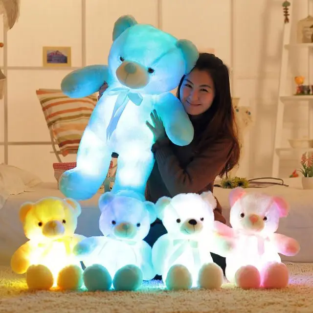 Wholesale Custom Led Teddy Bear 30cm Stuffed Animal Colorful Plushie Toy Light Up Led Musical Teddy Bear For Valentine
