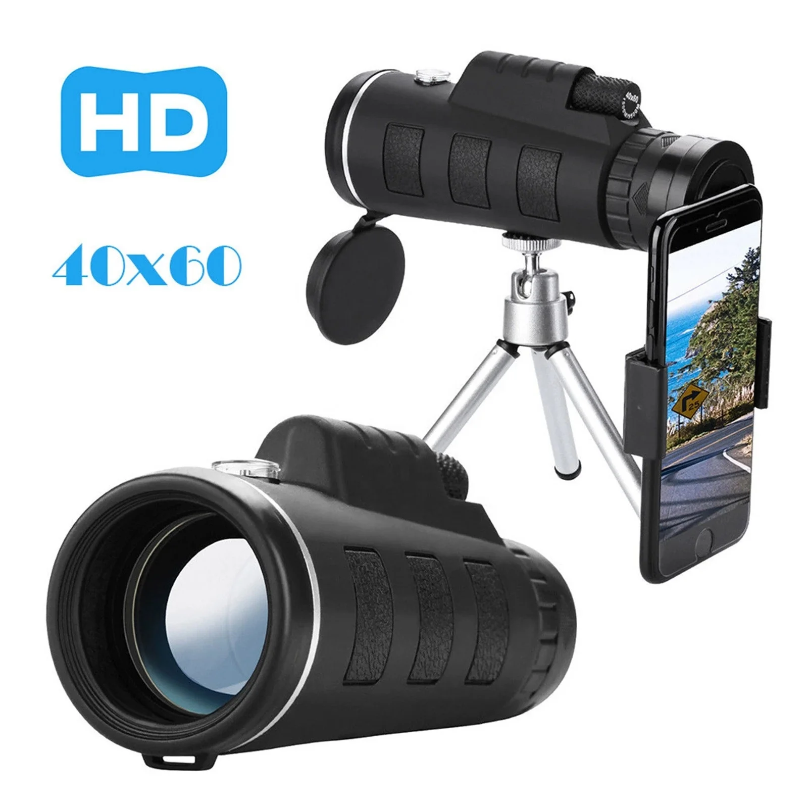 40X60 HD Professional Telescope Monocular Night Powerful Binoculars Waterproof Mini Pocket Zoom with Smartphone Hunting Camping