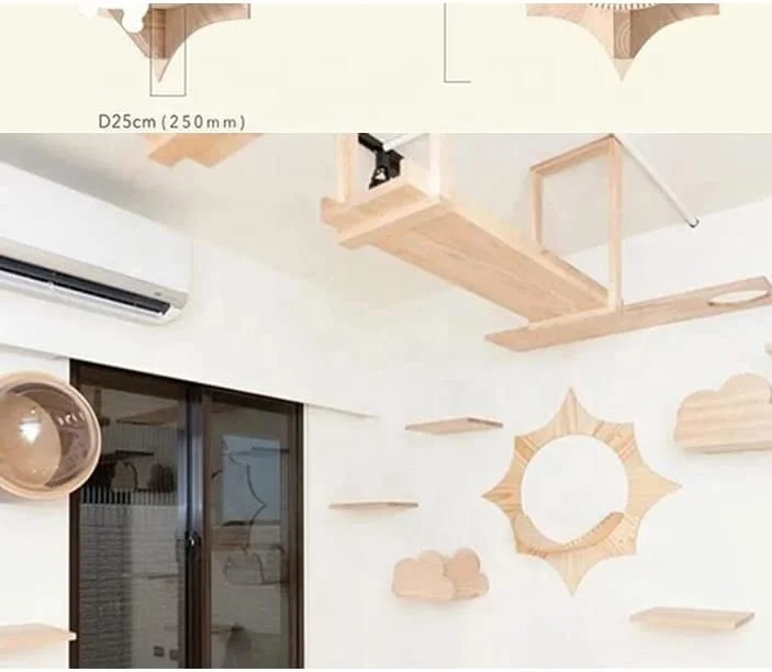 DIY Wall Mounted Solid Wood Cat Jumping Platform Cat Climbing Frame Cat Tree Wall Pet Furniture