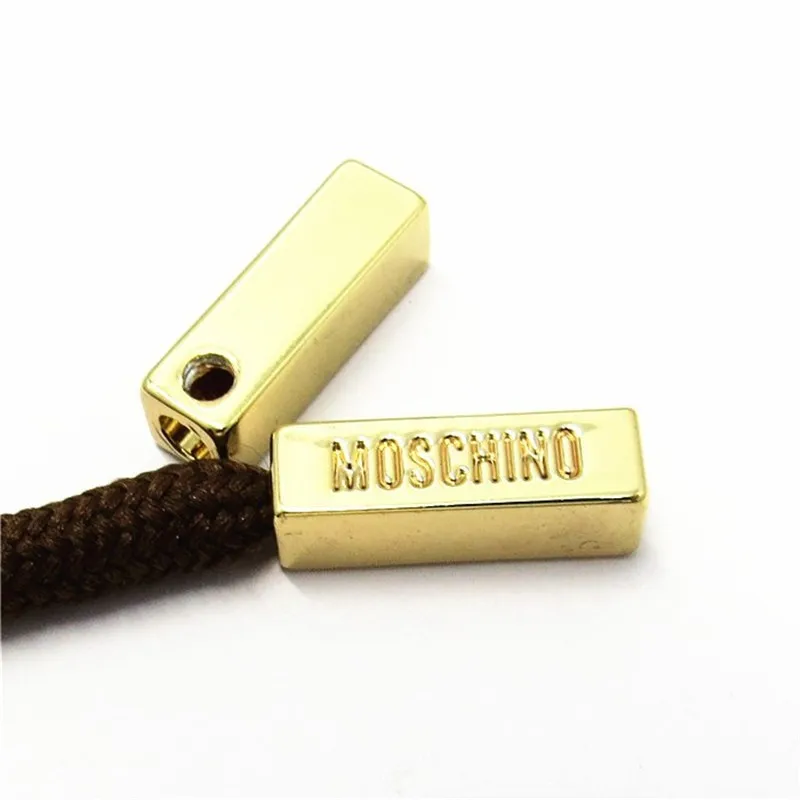 Custom metal shoelace aglet tips nylon rope with shiny silver metal aglets Metal head cord ends for hoodies sport shoes