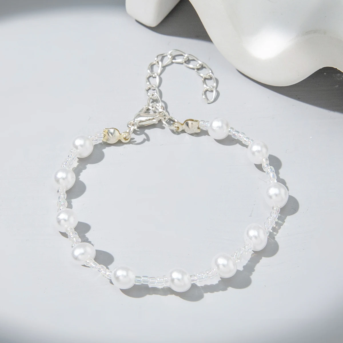 Ins Korean simple hand woven crystal pearl bracelet female creative European and American trend net red hand accessories