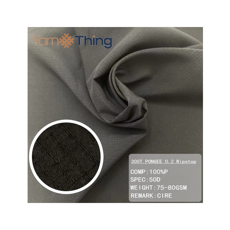 High Quality 300T 50D Waterproof Cire 0.2 Ripstop Pongee Fabric For Down Jacket Coat