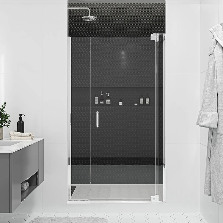 Modern Design Frameless shower screen Pivot glass panels swing shower door bath shower cabin