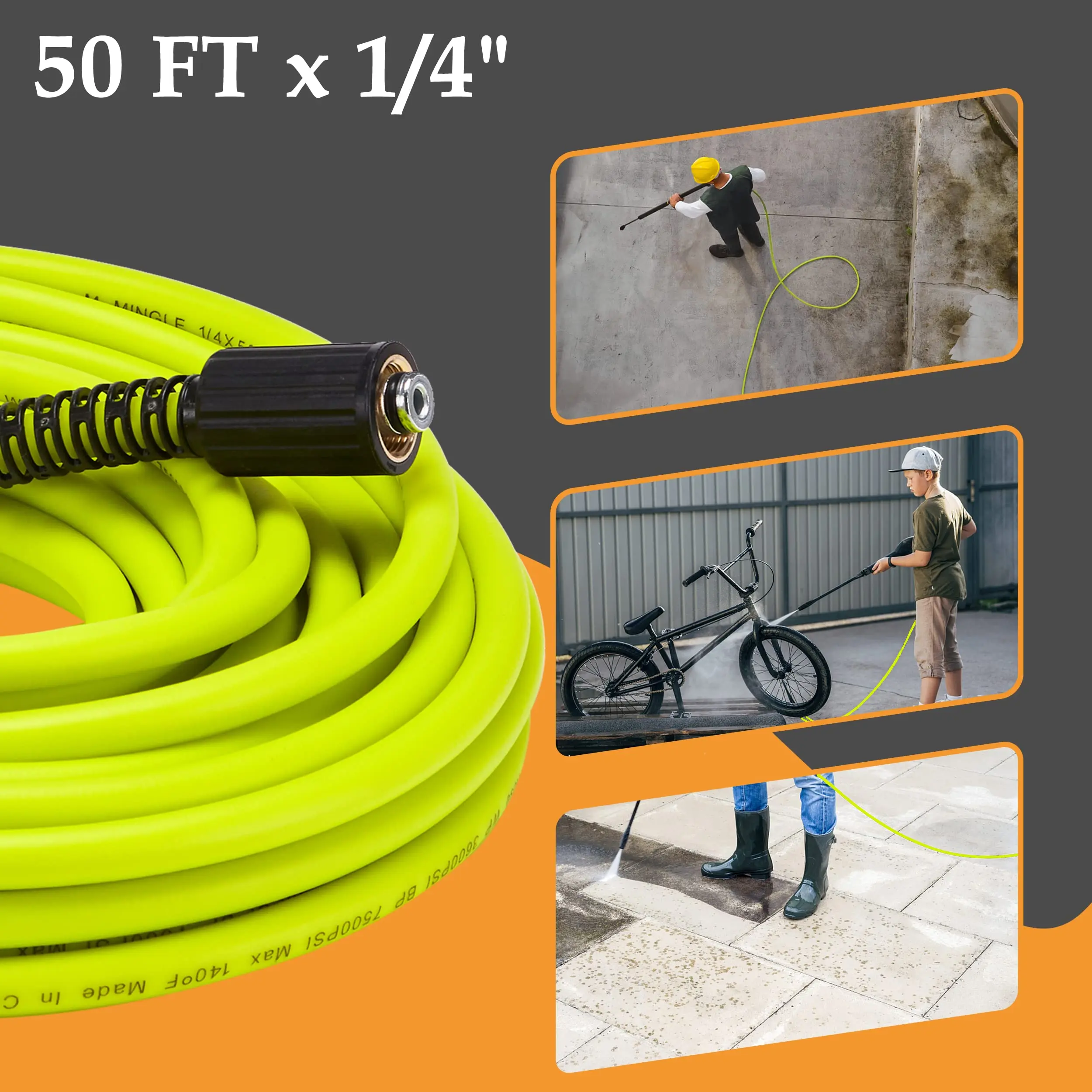 Pressure Washer Hose Replacement Power Wash Hose with Quick Connect Kits High Pressure Hose with M22 14mm Fittings