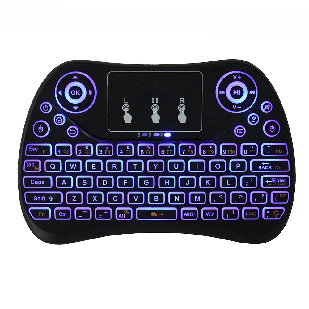 T2 2,4G беспроводной 7 видов цветов подсветка мини-клавиатура Qwerty клавиатура с тачпадом воздушная Летающая мышь Пульт дистанционного управления игровая клавиатура для Android Tv Box