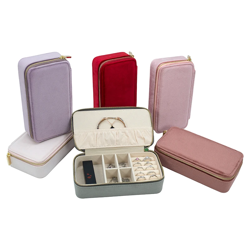 Long Embossed Crown Cloth Style Jewelry Ring Storage Boxes With Logo Wholesale Necklace Velvet Jewel Box