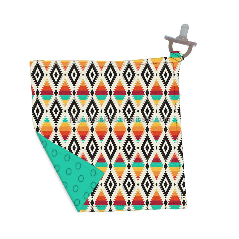 Custom Western Style Cattle Printed Newborn Baby Pacifier Cloth Milk Silk Fabric And Plush Fabric Infant Baby Pacifier Cloth