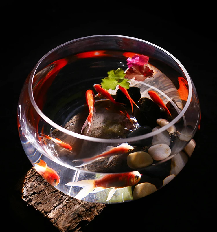 Wholesale Goldfish Bowl Small Round Clear Glass Fish Bowl Decoration Large Aquarium Tank