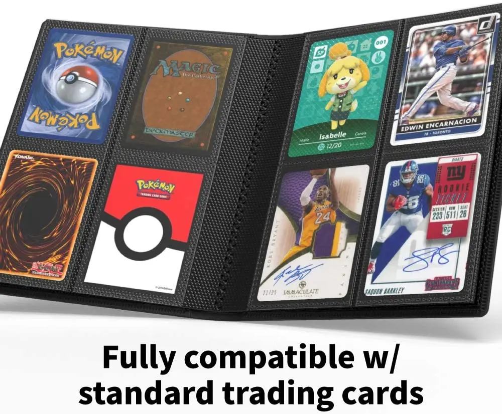 4 Pockets Black Trading Card Album Folder 160 Double-Sided Loading Pocket Binder With Elastic Band for Yugioh MTG and Other TCG