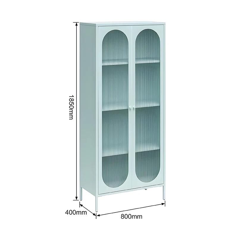 Factory Sales Steel Storage Furniture Storage Sideboard Cabinet Black Bar Cabinet Luxury 2 Glass Door Display Cabinet