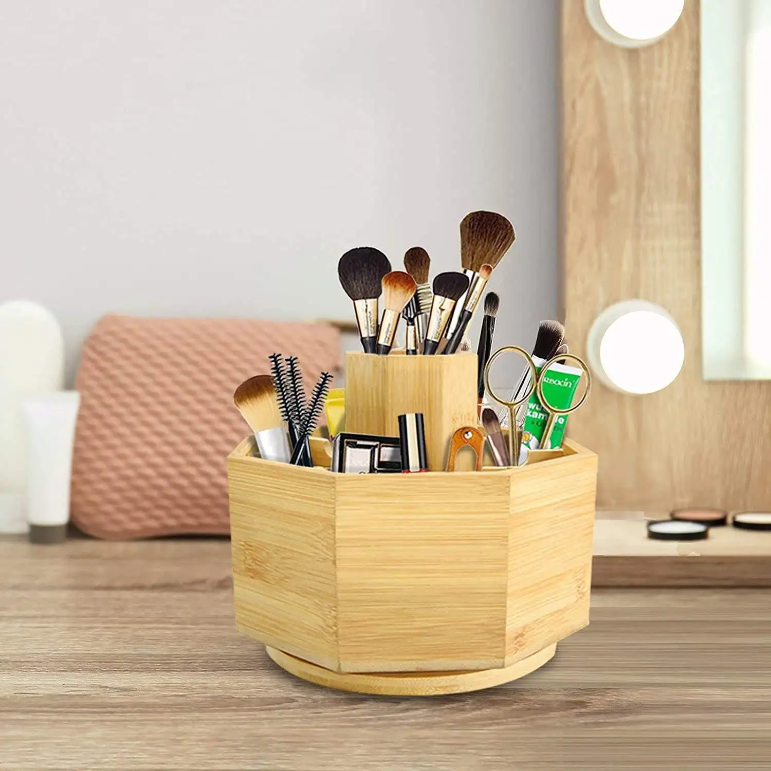 Wholesale Multi Purpose Art Supply Desk Organizer 360 Degree Rotating Pen Holder with 9 Compartments