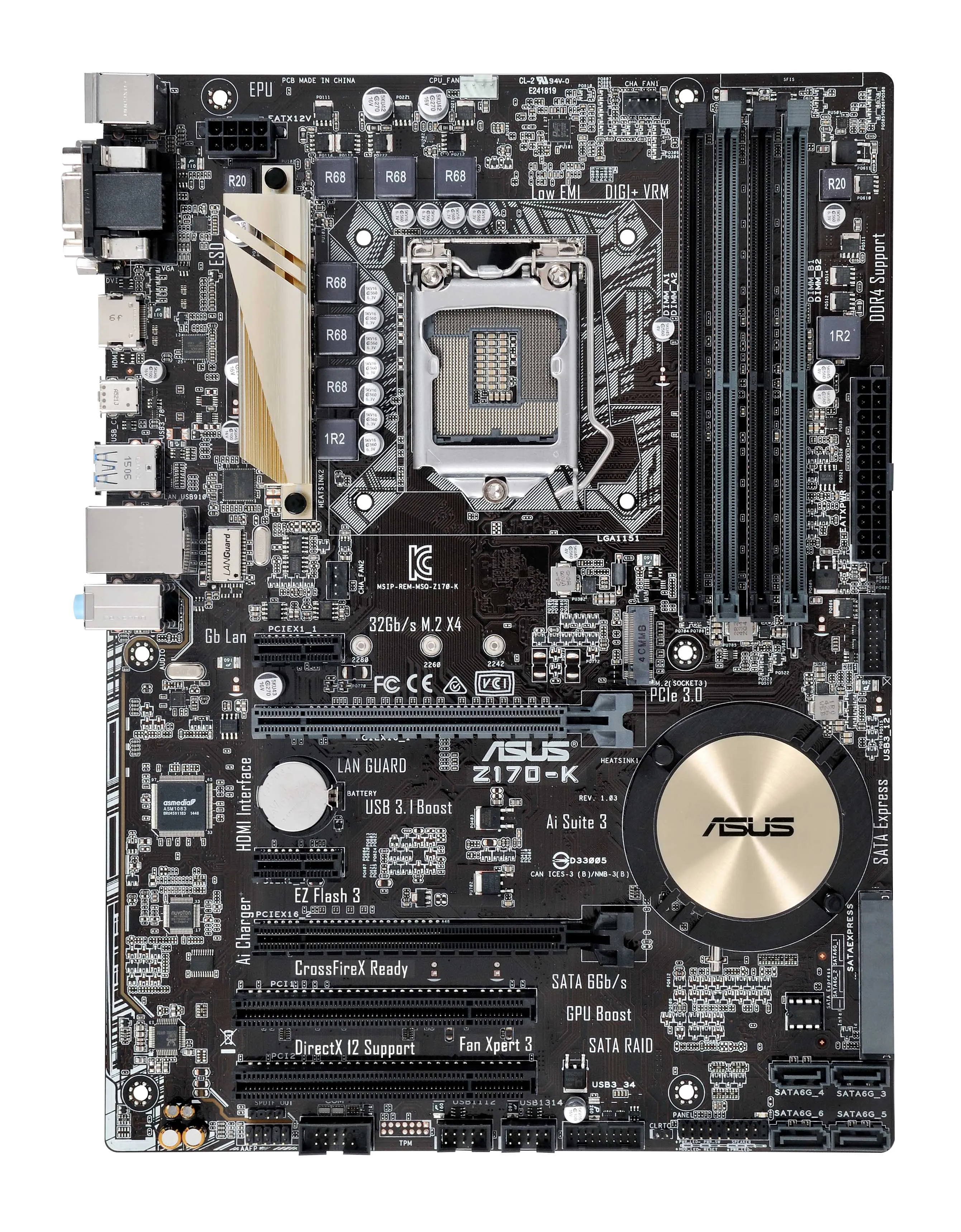 Used Asus Z170-K Desktop Motherboard Z170 Socket LGA 1151 i7 i5 i3 DDR4 32G SATA3 USB3.0 ATXmotherboard used