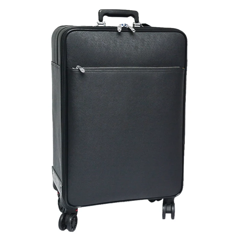 Wholesale factory custom high quality fashion suitcase PU leather trolley bag large capacity zipper luggage
