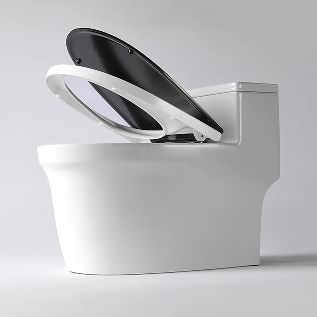 New one piece elongated toilet sanitary wares bathroom inodoro de lujo porcelain toilet with black cover
