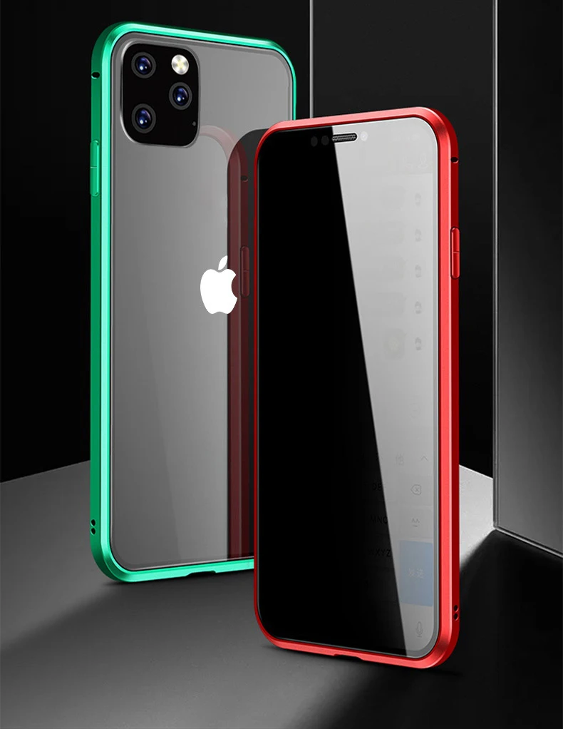 Anti Peep Privacy Case for iPhone 14 13 12 with Tempered Glass Anti Spy Magnetic Metal Bumper Full Cover Protective Phone case