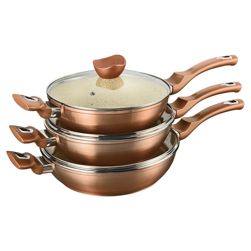 Швейцарская промышленная походная керамика с алюминиевым корпусом глубокая сотовая мраморная антипригарная гранитная Индукционная сковорода крышкой