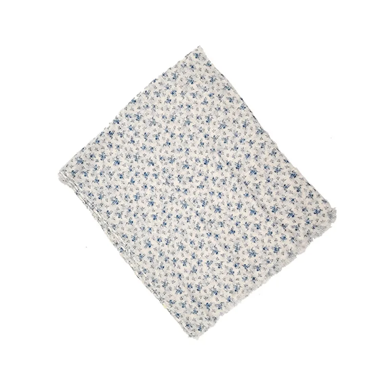 Premium Flower Printing Linen Viscose Voile Scarf Custom Logo 190 X 90 Ethnic Scarves High Quality for Women Spring Summer 2025