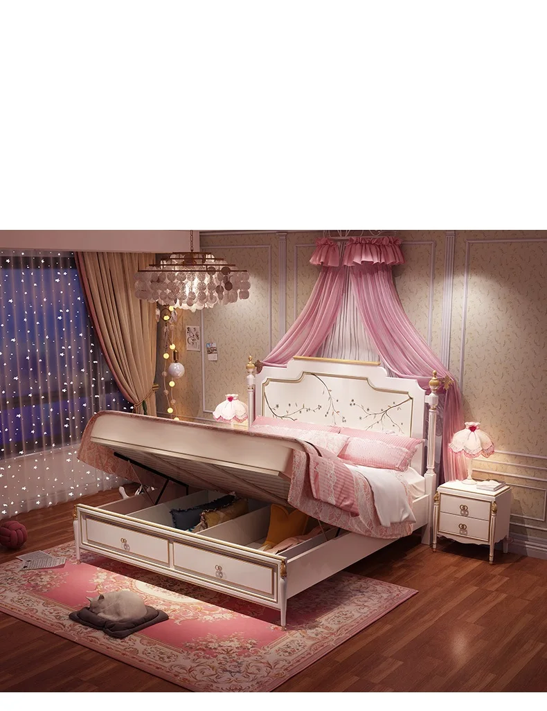 Горячая продажа деревянные детские кровати для девочек принцесса мебель