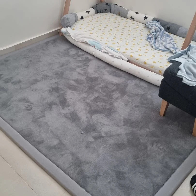 Japanese Living Room Tatami Mat Solid Color Memory Foam Tumbling Rugs with Non Slip Backing Soft Coral Velvet Nursery Baby Rug