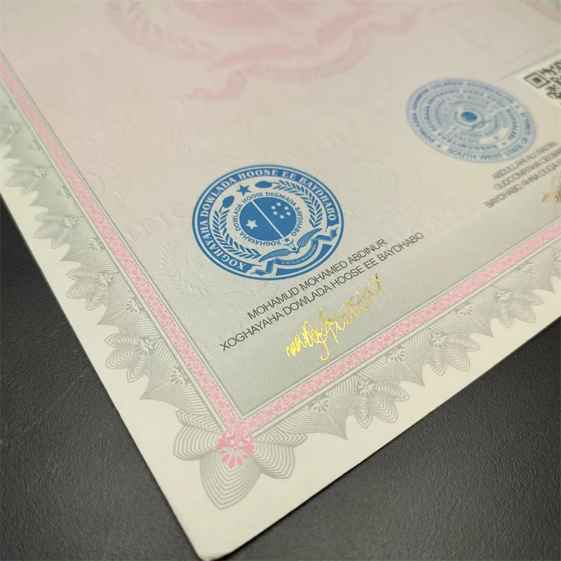 Пользовательский сертификат защиты от подделки УФ-флуоресцентный защитный шаблон для печати антикопировальный безопасности