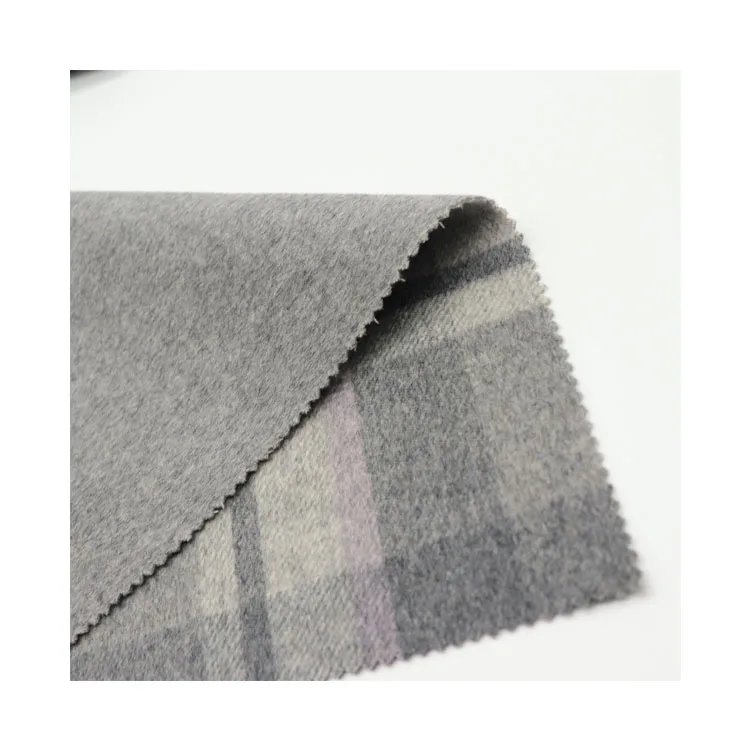 
High quality the main color grey warm merino wool nylon plaid fabric for jacket 