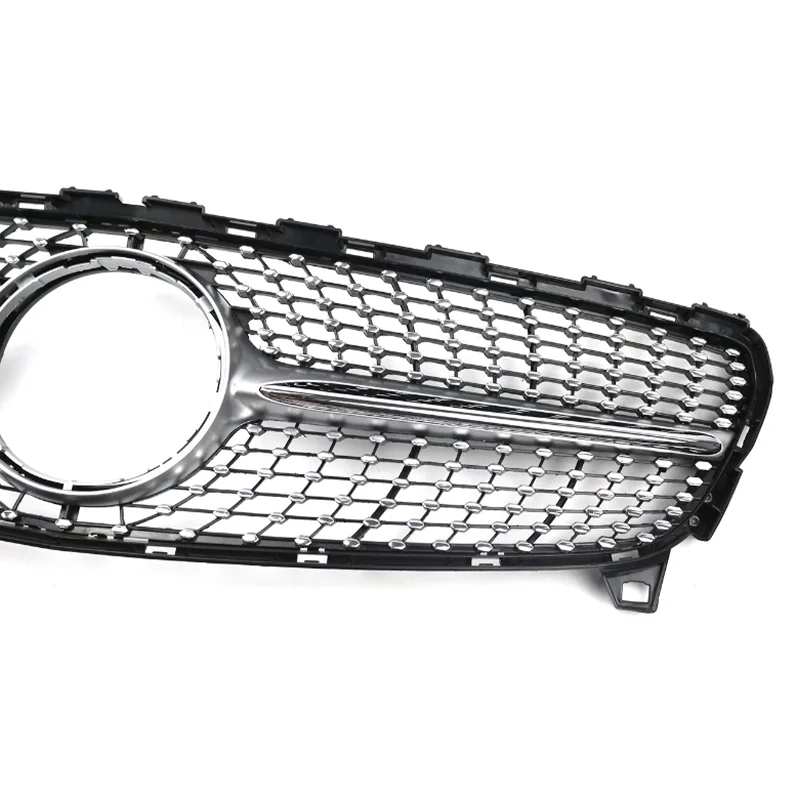 ABS Fiber Grills Glossy Silver For Mercedes Benz Class A W176 GT 2016-2018 A180 A220 Sport Front Bumper Grille