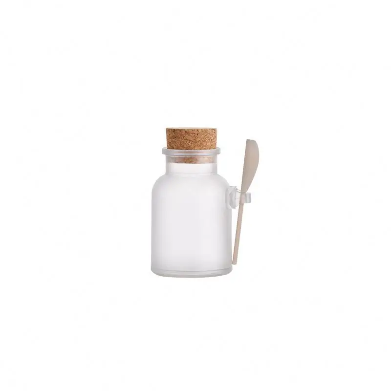Round Shape Bath Salt Bottle With Wooden Lid And Spoon ABS Bath Salt Packaging BSJ-030Z