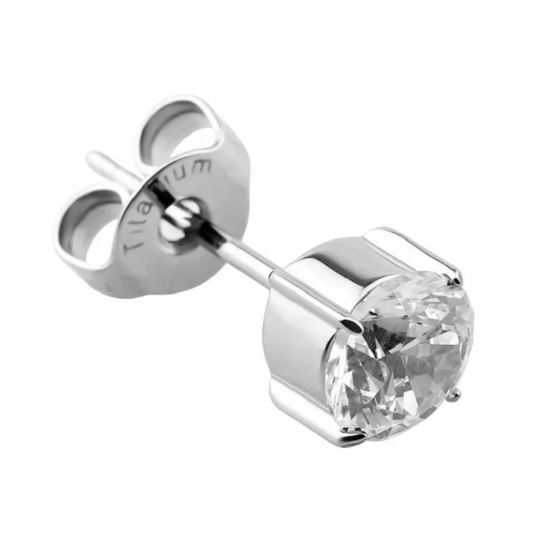 Wholesale Bezel Set Cz Titanium Designer Stud Earrings Ladies Earrings Jewelry Ear Studs For Women